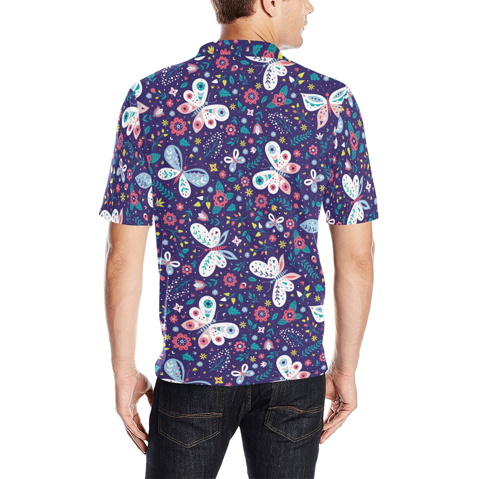 Colorful butterfly flower pattern.eps Men's All Over Print Polo Shirt