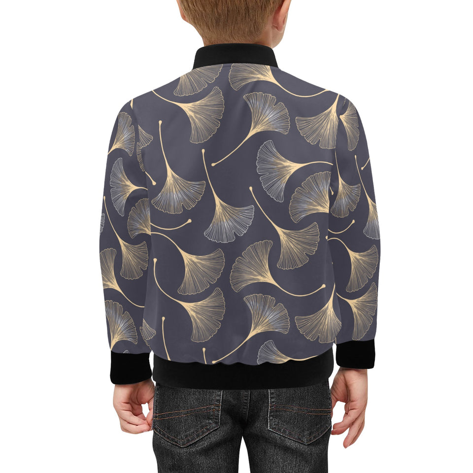 Gold ginkgo leaves Kids' Boys' Girls' Bomber Jacket