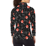 fox sleeping fox pattern Women's Long Sleeve Polo Shirt