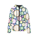 Colorful clock background Women's Padded Hooded Jacket