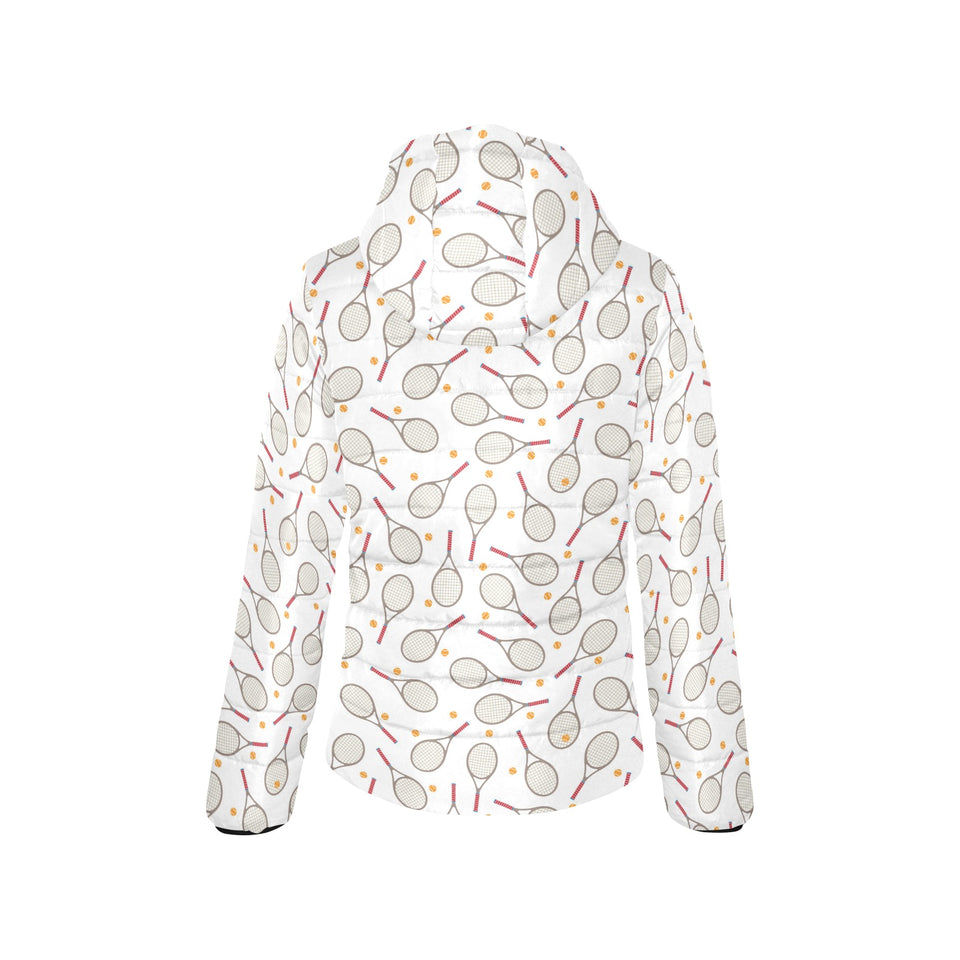 Tennis Pattern Print Design 04 Women's Padded Hooded Jacket