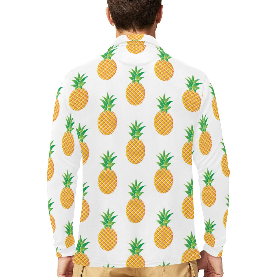 Pineapples pattern Men's Long Sleeve Polo Shirt