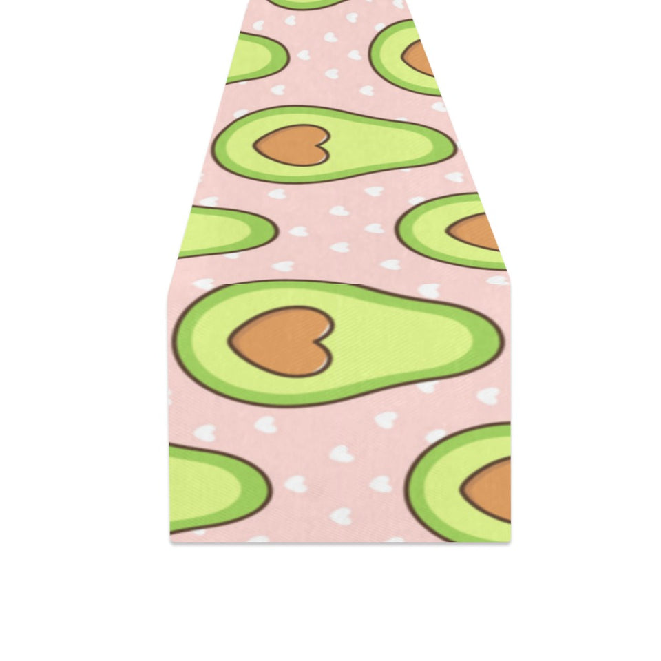 Avocado heart pink background Table Runner