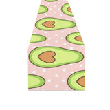 Avocado heart pink background Table Runner