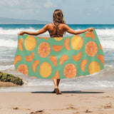 orange fruit pattern green background Beach Towel
