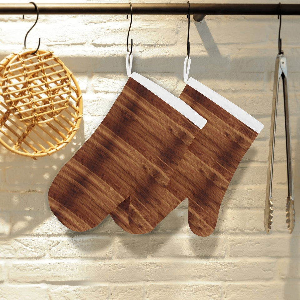Wood Printed Pattern Print Design 04 Heat Resistant Oven Mitts