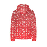 Snowflake pattern red background Kids' Boys' Girls' Padded Hooded Jacket