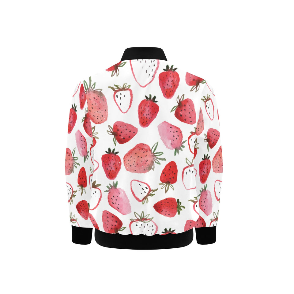 watercolor hand drawn beautiful strawberry pattern Kids' Boys' Girls' Bomber Jacket