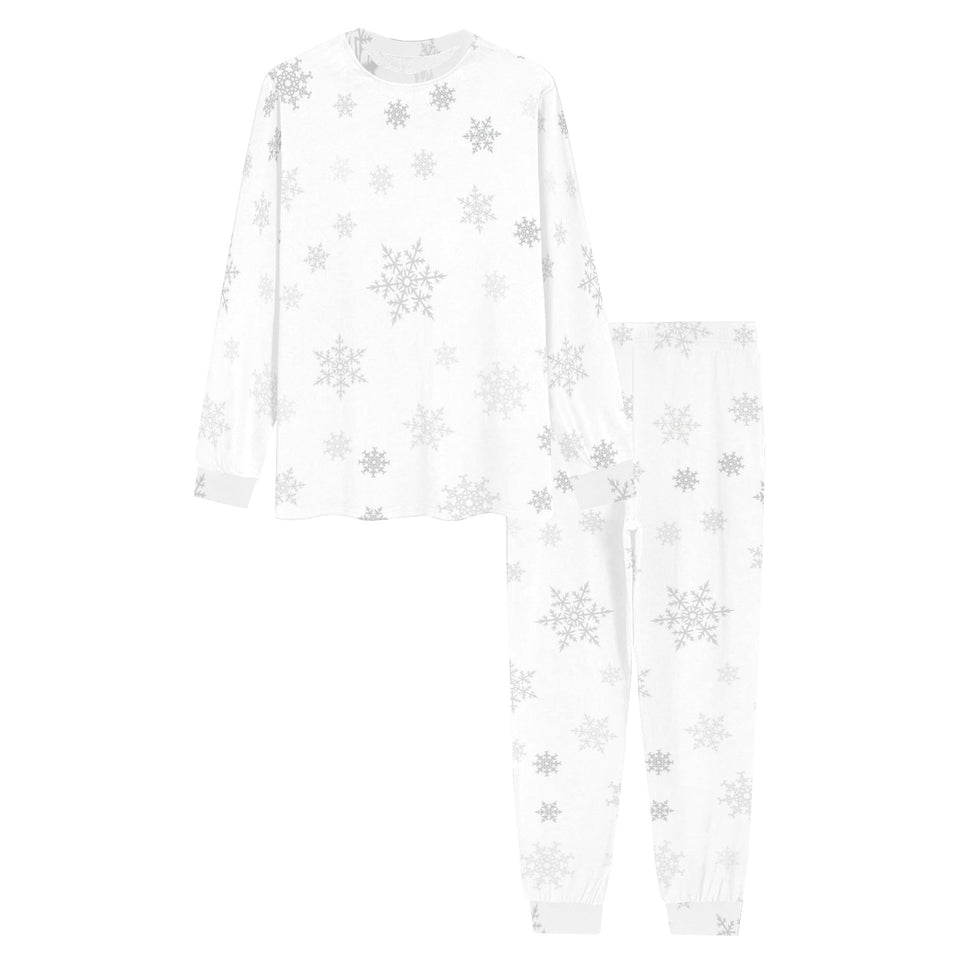 Snowflake pattern white background Men's All Over Print Pajama