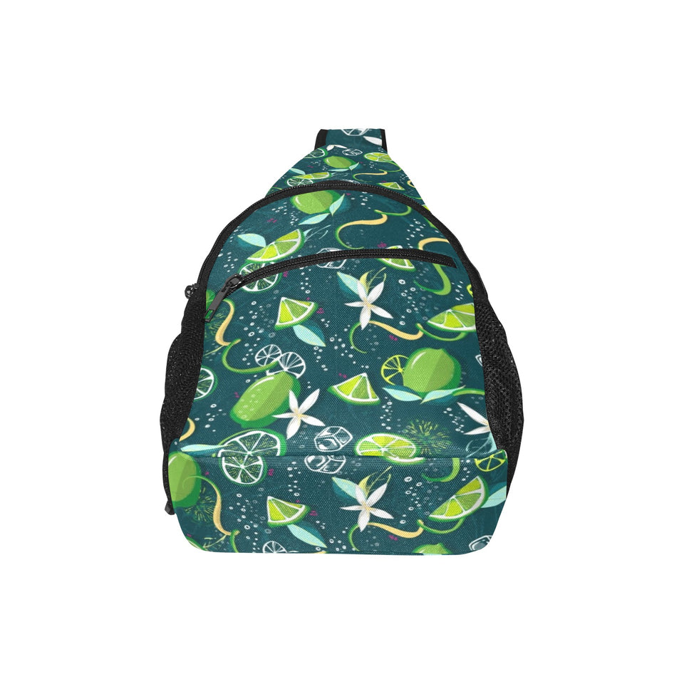 Lime ice flower pattern All Over Print Chest Bag