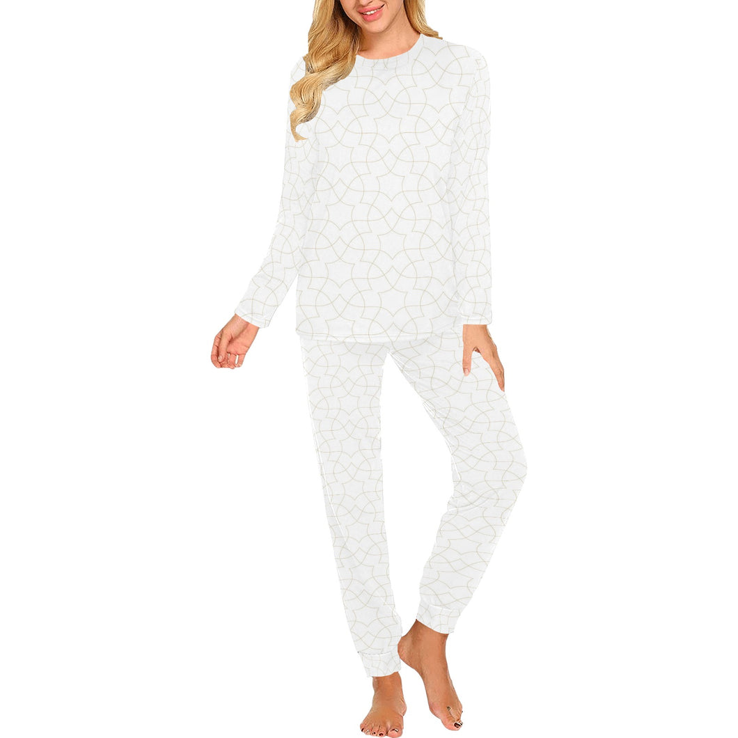 arabic white pattern Women's All Over Print Pajama Set