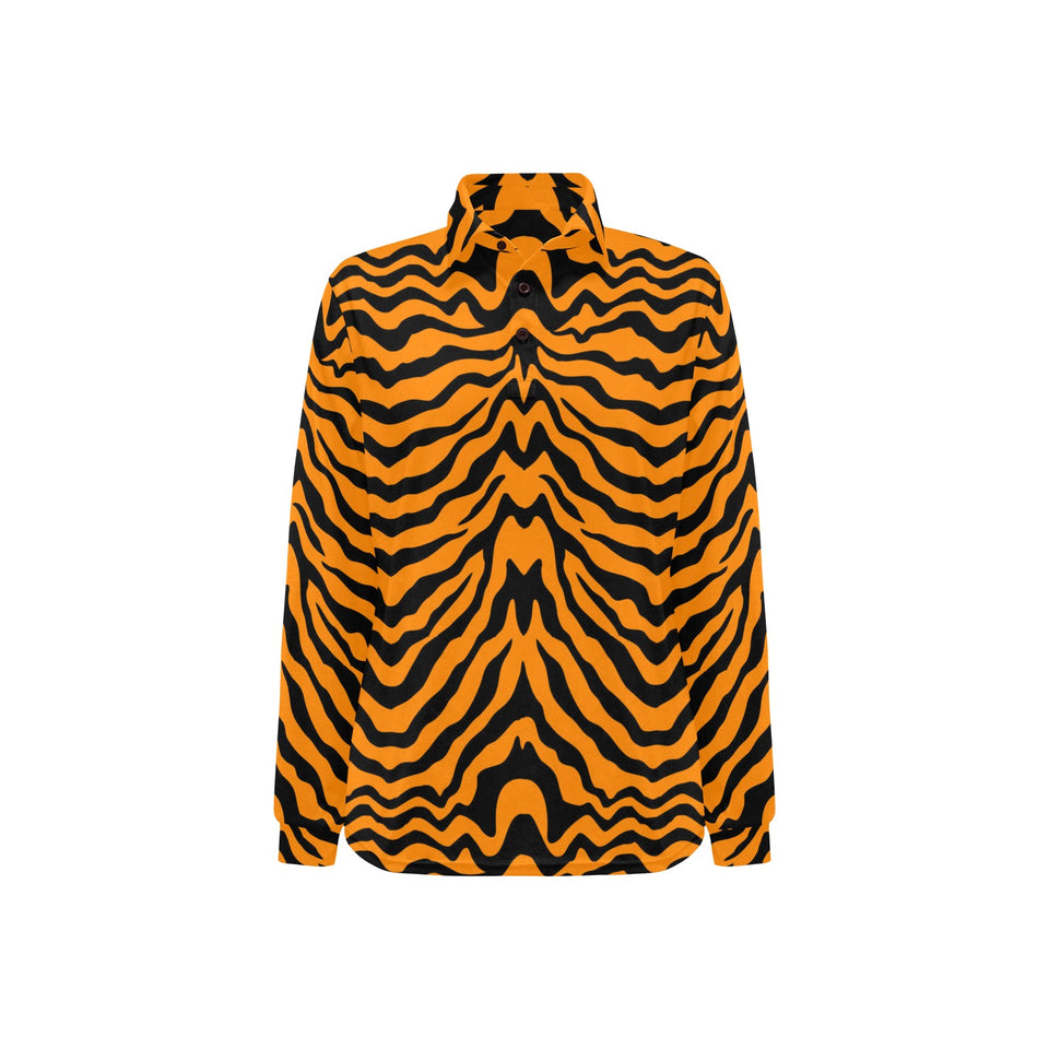 Bengal tigers skin print pattern Women's Long Sleeve Polo Shirt