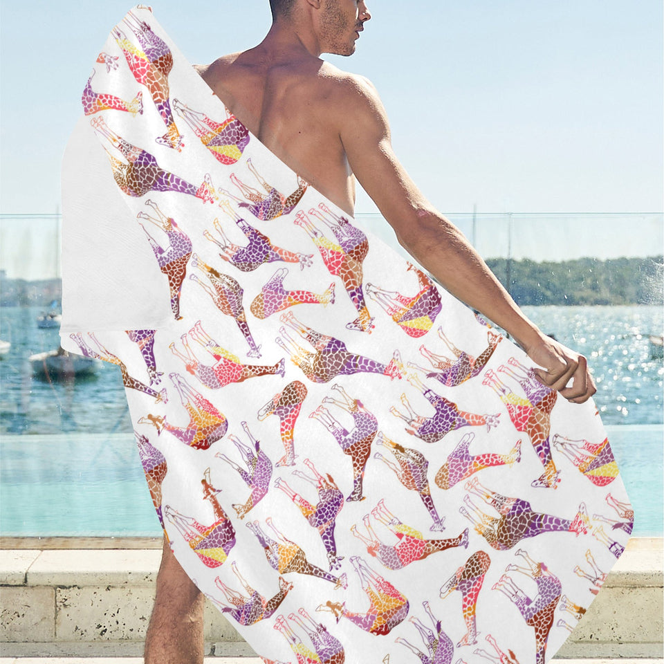 Giraffe Pattern Print Design 02 Beach Towel