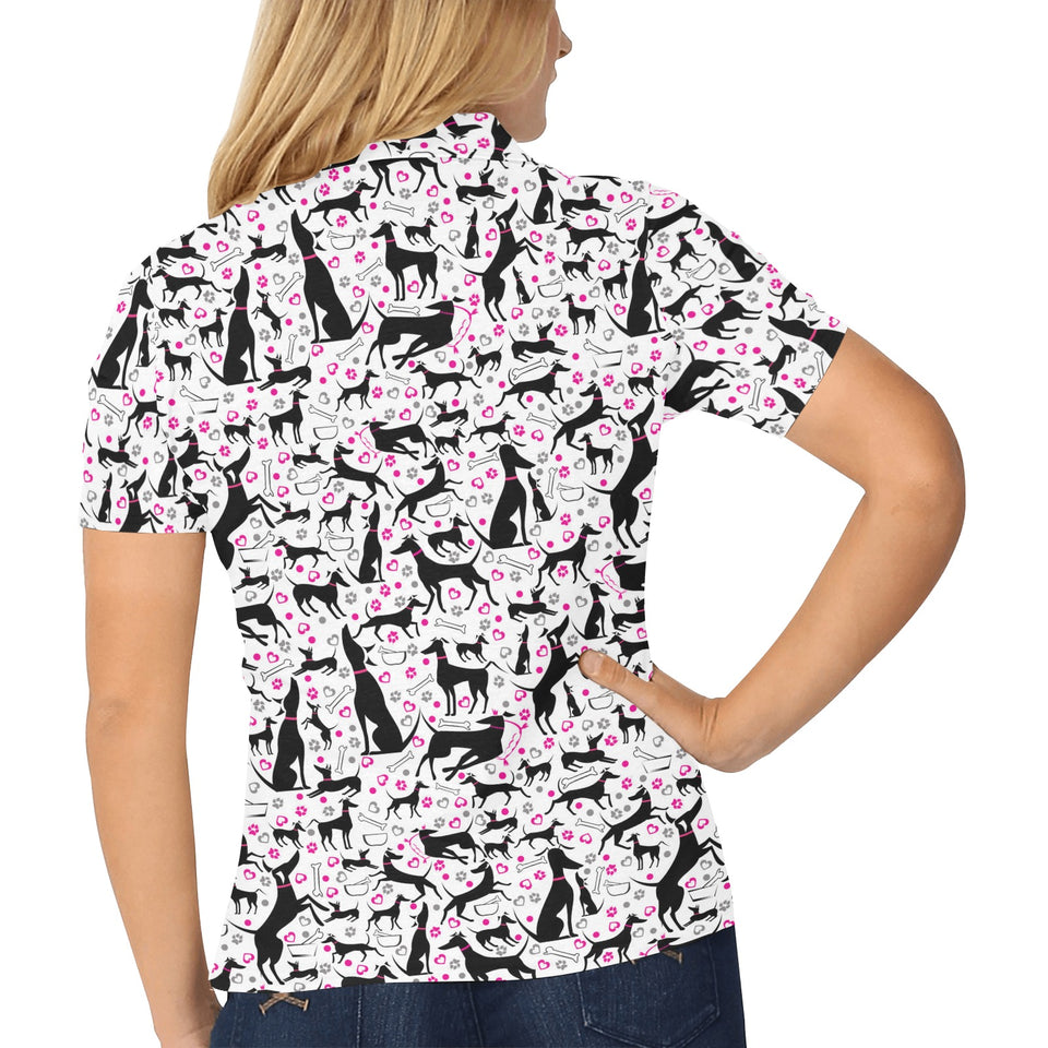 Greyhound Pattern Print Design 02 Women's All Over Print Polo Shirt