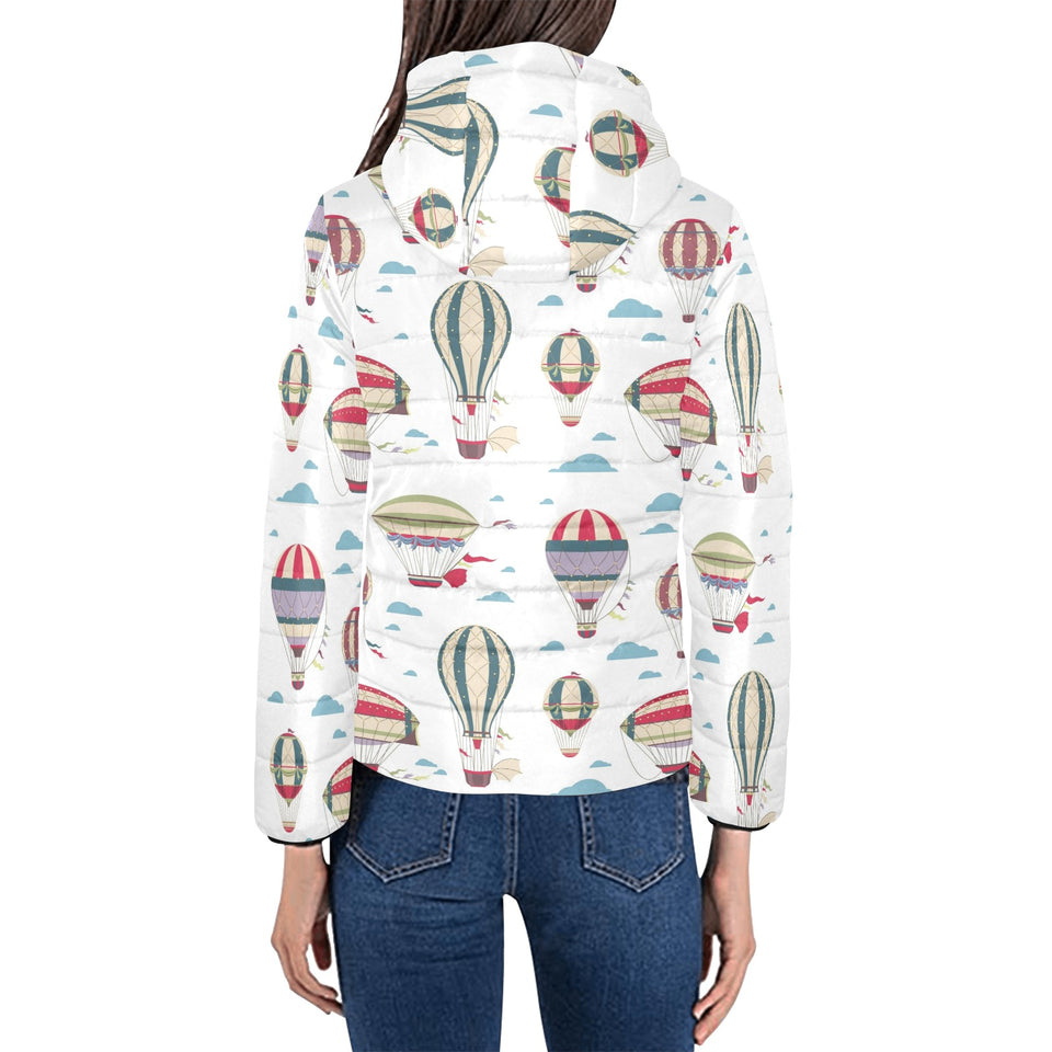 Hot air balloon pattern Women's Padded Hooded Jacket