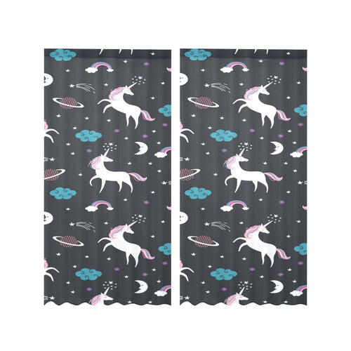 unicorn rainbows moon clound star pattern Gauze Curtain