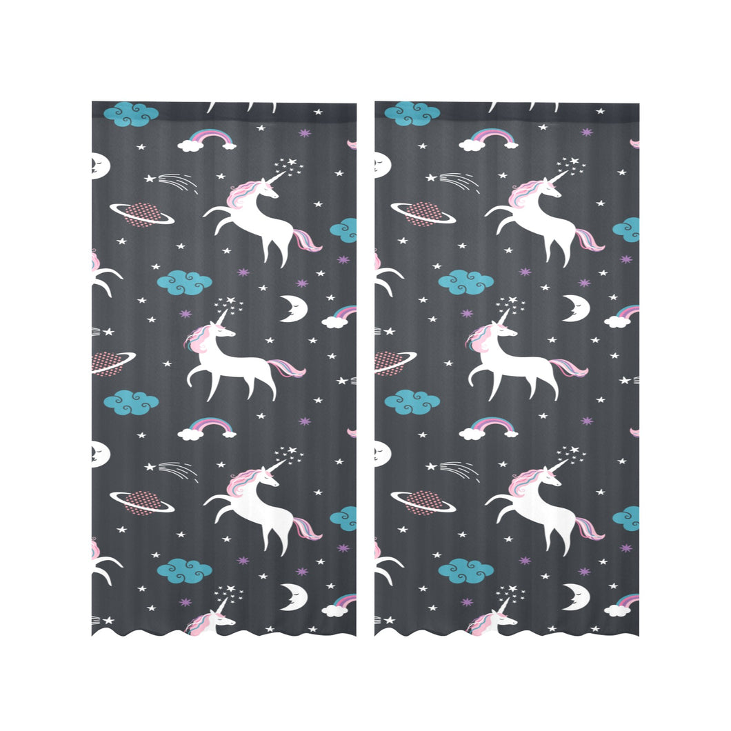 unicorn rainbows moon clound star pattern Gauze Curtain