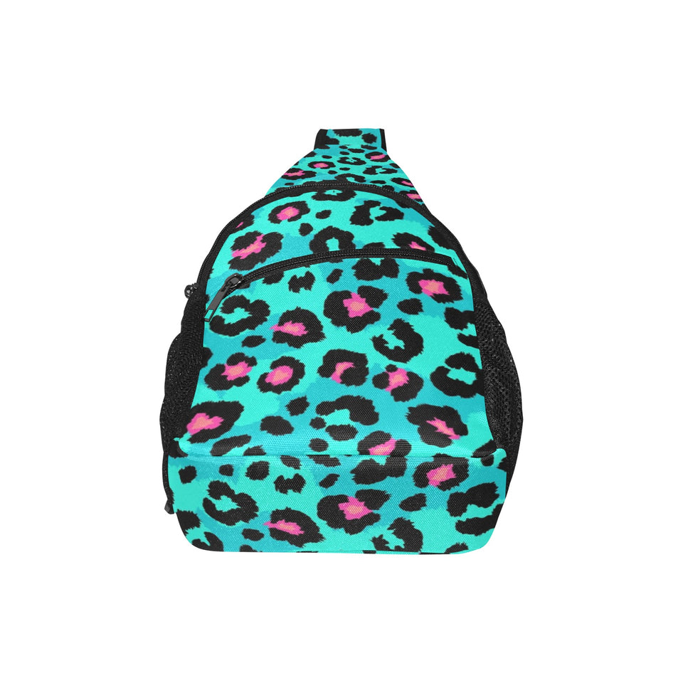 Green leopard skin print pattern All Over Print Chest Bag