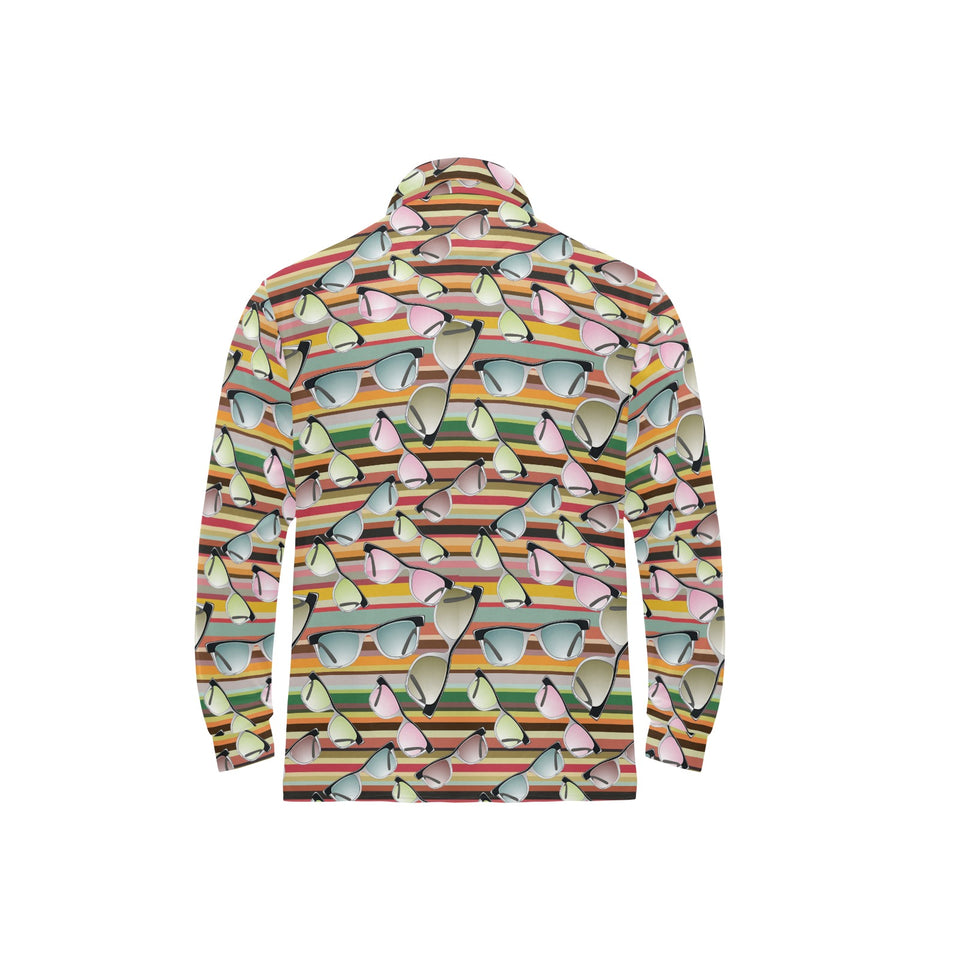 Sun Glasses Pattern Print Design 02 Men's Long Sleeve Polo Shirt