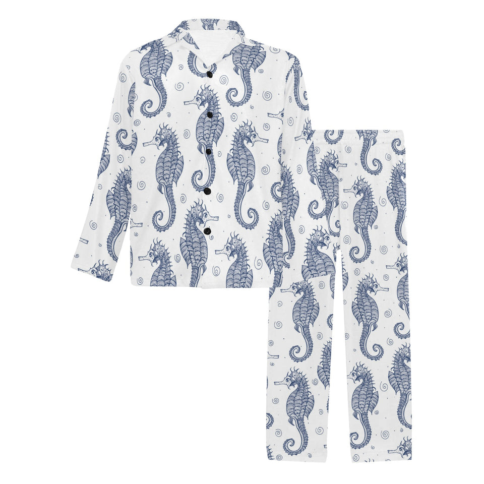 Seahorse pattern background Men's Long Pajama Set