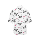 Hand Drawn faces of pandas pattern Women's All Over Print Hawaiian Shirt