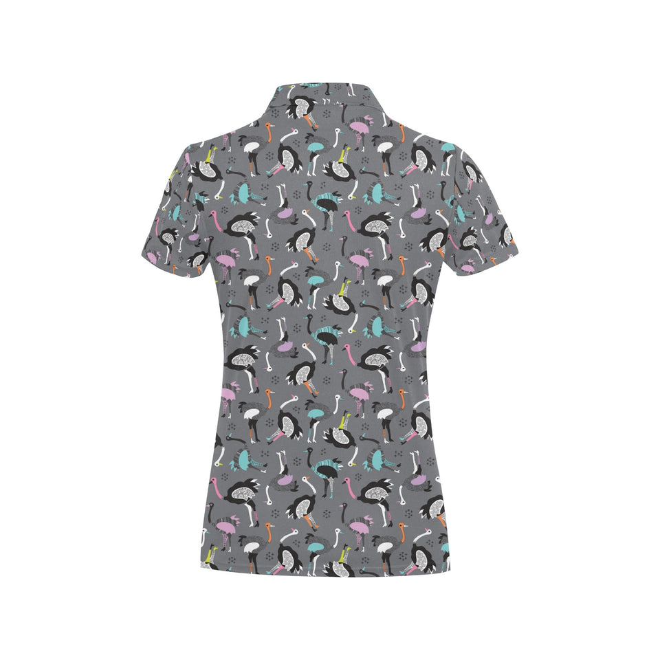 Ostrich Pattern Print Design 01 Women's All Over Print Polo Shirt