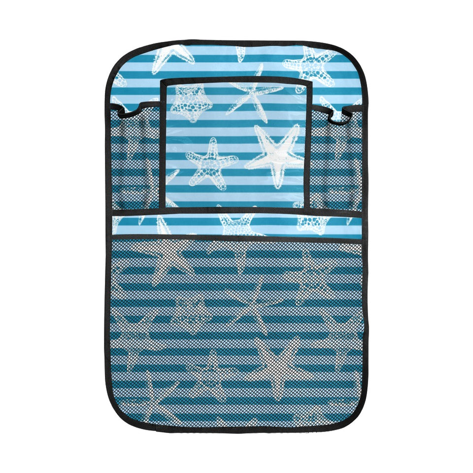 Starfish blue blackground Car Seat Back Organizer