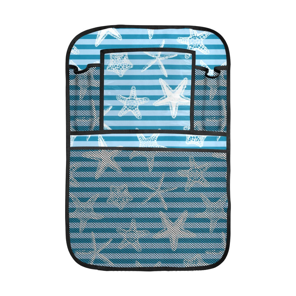 Starfish blue blackground Car Seat Back Organizer
