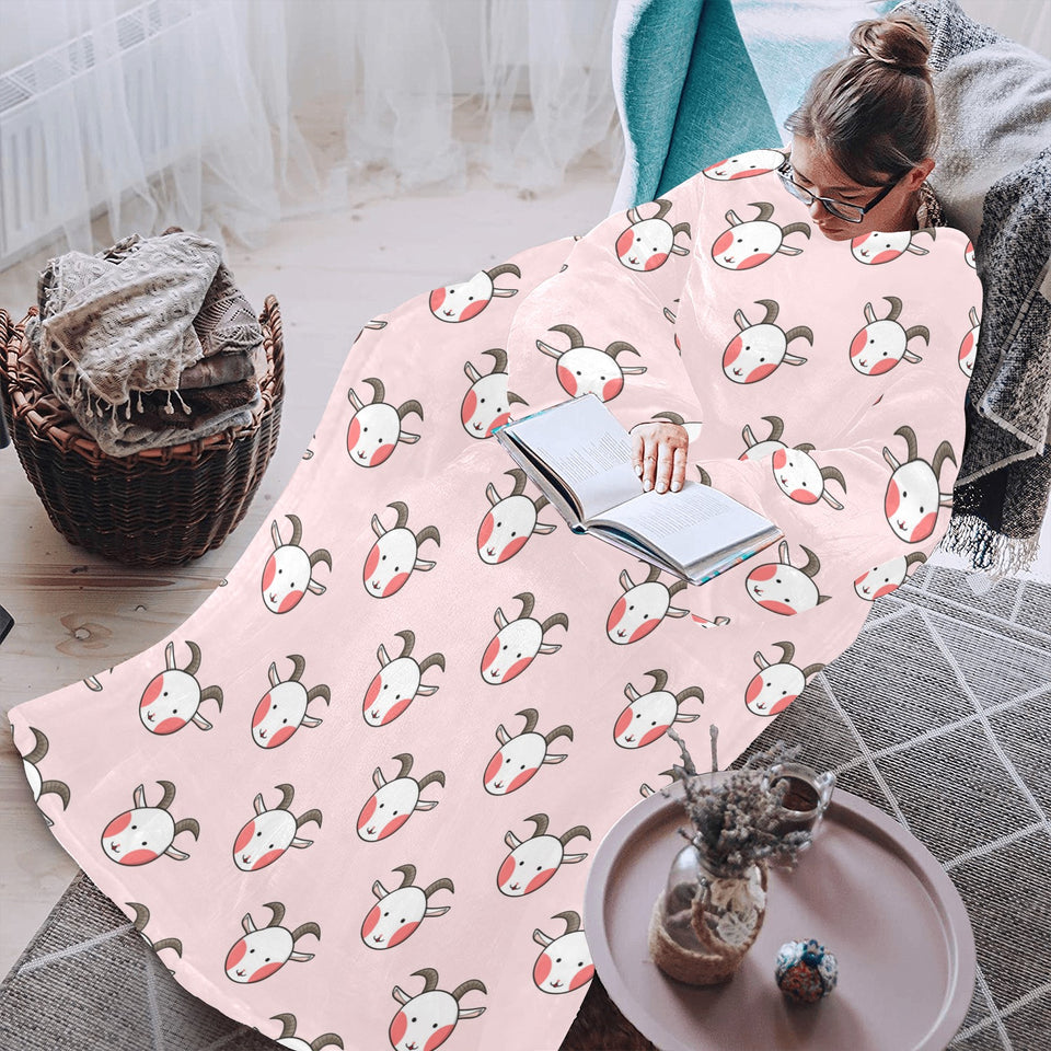 Cute goat pattern Blanket Robe with Sleeves