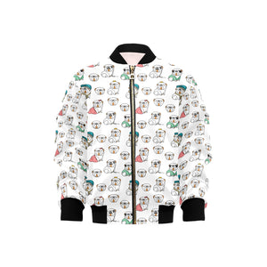 English Bulldog Pattern Print Design 03 Kids' Boys' Girls' Bomber Jacket