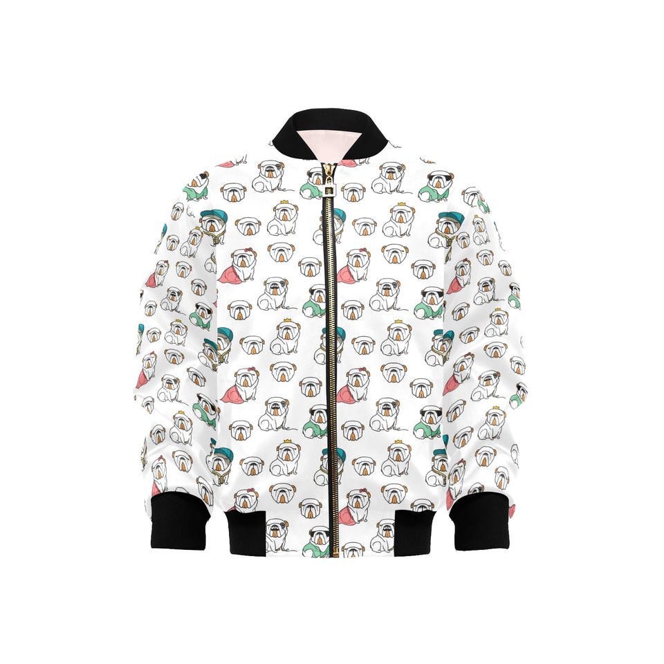 English Bulldog Pattern Print Design 03 Kids' Boys' Girls' Bomber Jacket