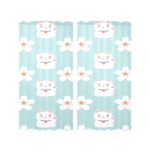 Maneki neko cat sakura Gauze Curtain