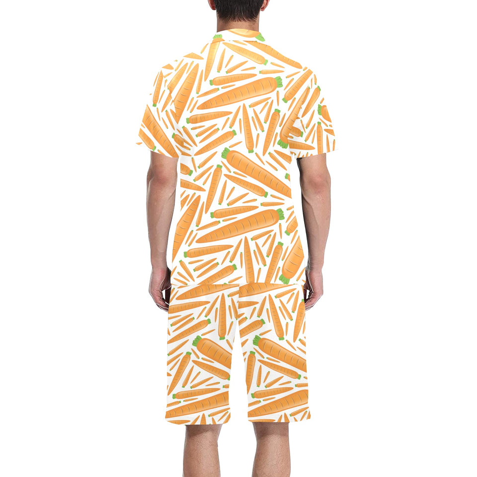 Carrot Pattern Print Design 02 Men's V-Neck Short Pajama Set