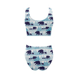 polar bear winter snow pattern Chest Bowknot High Waisted Bikini Swimsuit