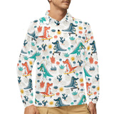 Cute Crocodile Pattern Men's Long Sleeve Polo Shirt