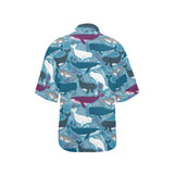 Whale design pattern Women's All Over Print Hawaiian Shirt