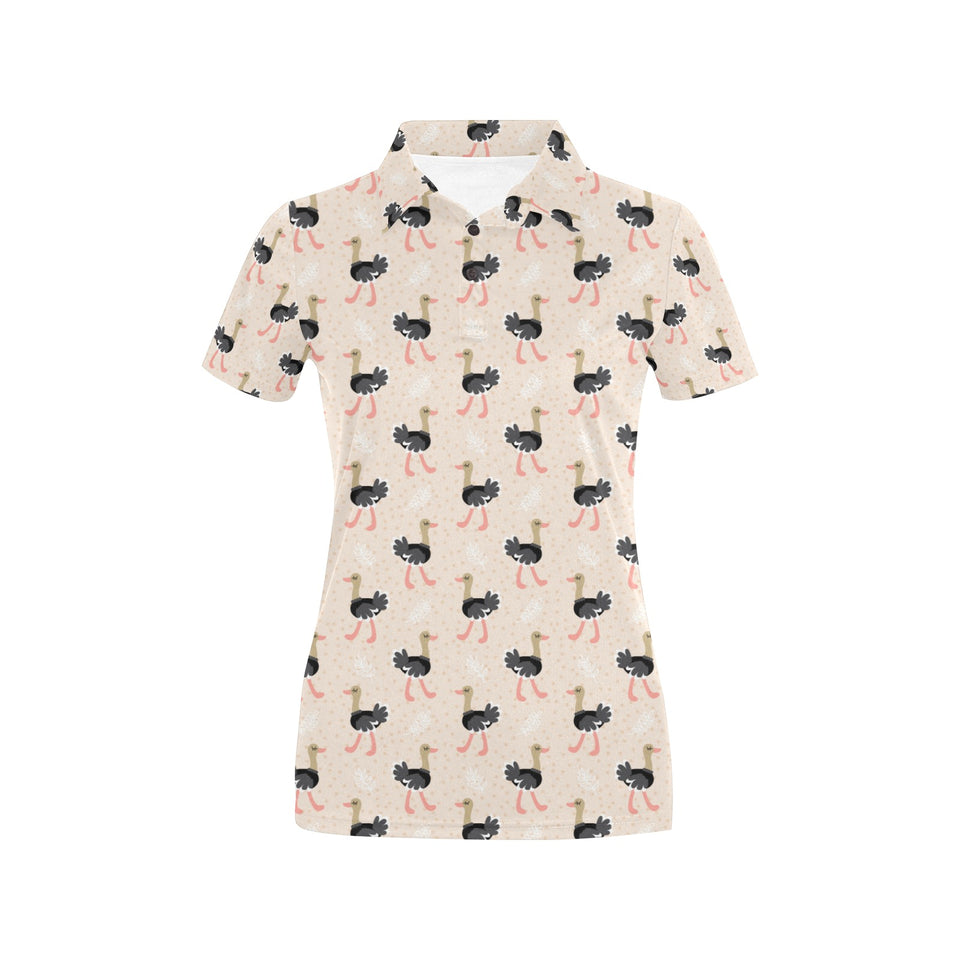 Ostrich Pattern Print Design 05 Women's All Over Print Polo Shirt