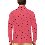 watermelon texture background Men's Long Sleeve Polo Shirt