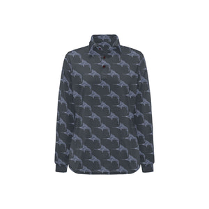 Swordfish Pattern Print Design 03 Women's Long Sleeve Polo Shirt