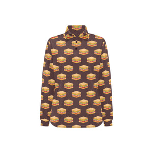 Sandwich Pattern Print Design 04 Women's Long Sleeve Polo Shirt