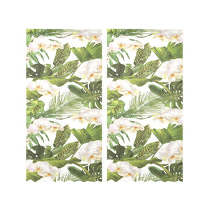 White orchid flower tropical leaves pattern Gauze Curtain