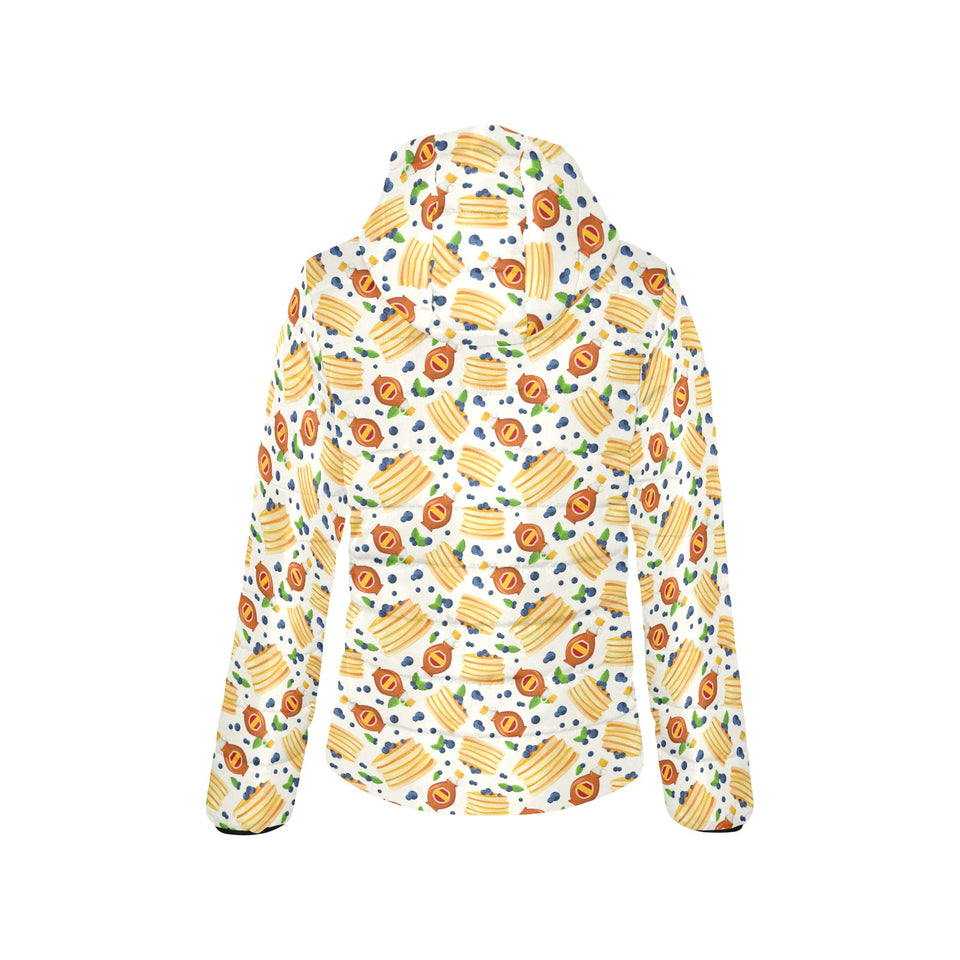 Pancake Pattern Print Design 02 Women's Padded Hooded Jacket