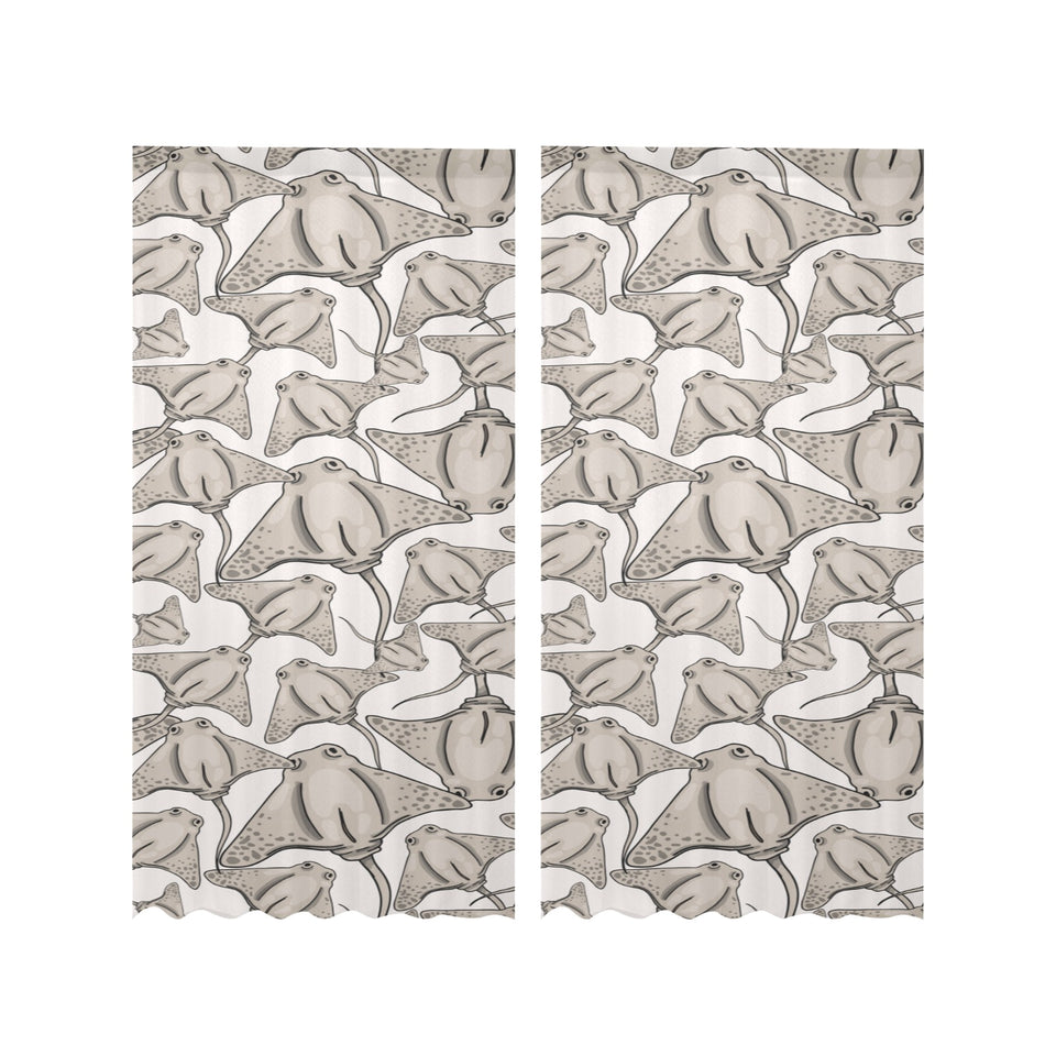 Stingray Pattern Print Design 05 Gauze Curtain