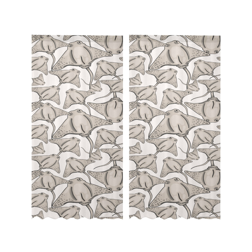 Stingray Pattern Print Design 05 Gauze Curtain