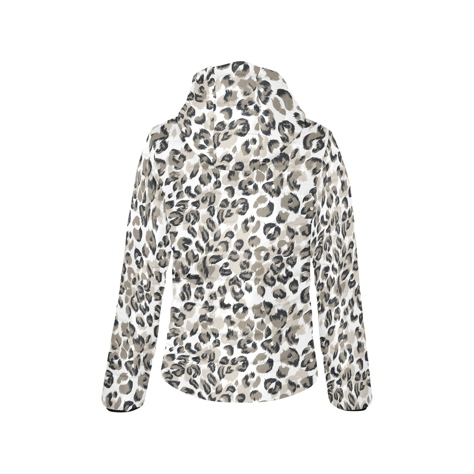 Leopard skin print pattern Women's Padded Hooded Jacket