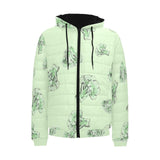 broccoli sketch pattern Men's Padded Hooded Jacket