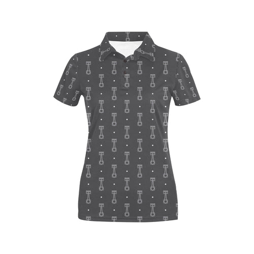 Engine Piston Black Background Pattern Design 02 Women's All Over Print Polo Shirt