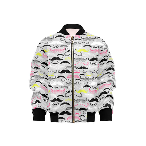 Mustache Beard Pattern Print Design 02 Kids' Boys' Girls' Bomber Jacket