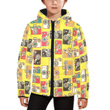 Camera Pattern Print Design 02 Kids' Boys' Girls' Padded Hooded Jacket