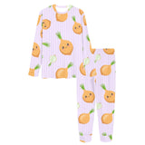cute onions smiling faces purple background Women's All Over Print Pajama Set